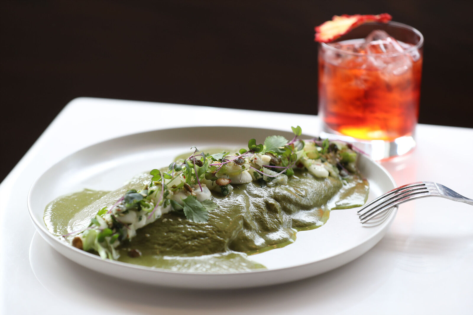 Housemade mole verde at Caza Azul
